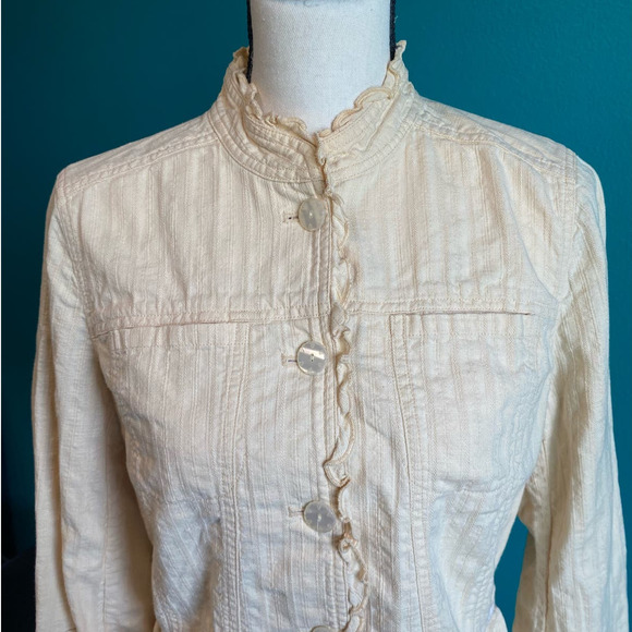 J. Jill Pastel Yellow Ruffle Trim Jacket Women's Small - Picture 6 of 10